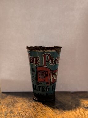 Vintage Styled Blue Tin Planter Cup